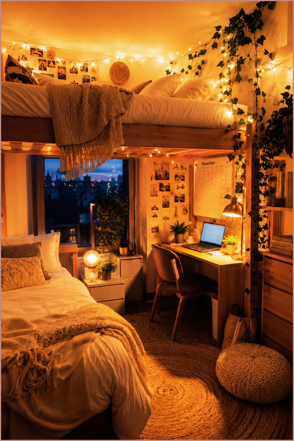 Cozy Fairy Light Dorm Room