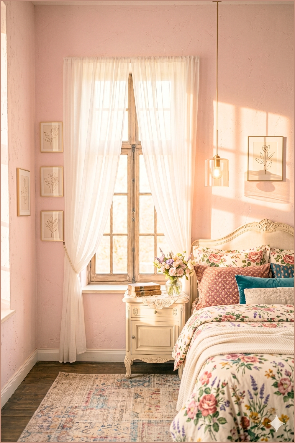 Cozy Floral Cottage Bedroom