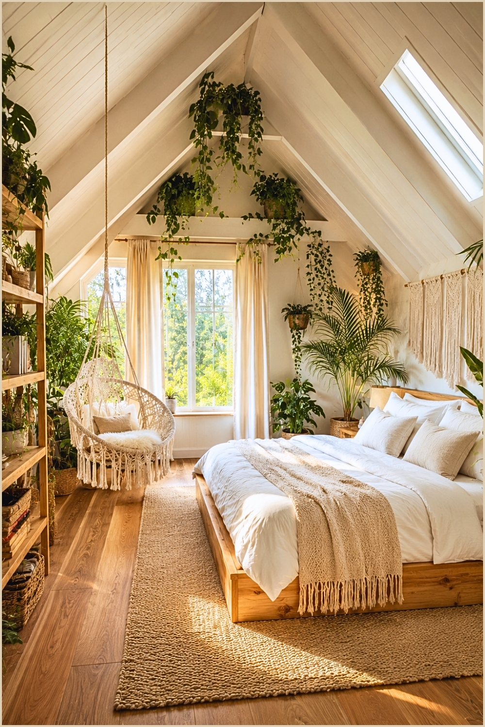 Cozy Scandinavian Plant Loft Bedroom