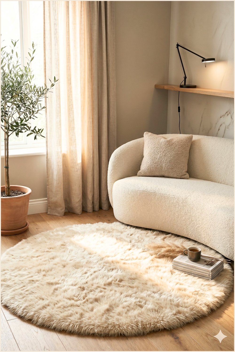 Cream Faux Fur Lounge Rug