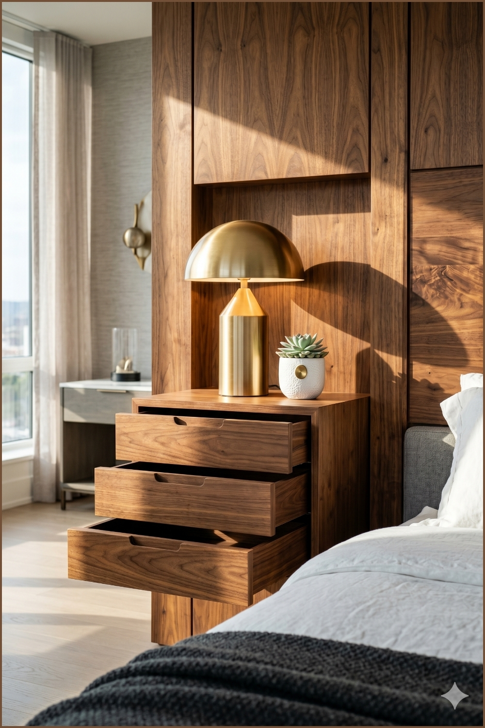 Custom Integrated Nightstand Drawers