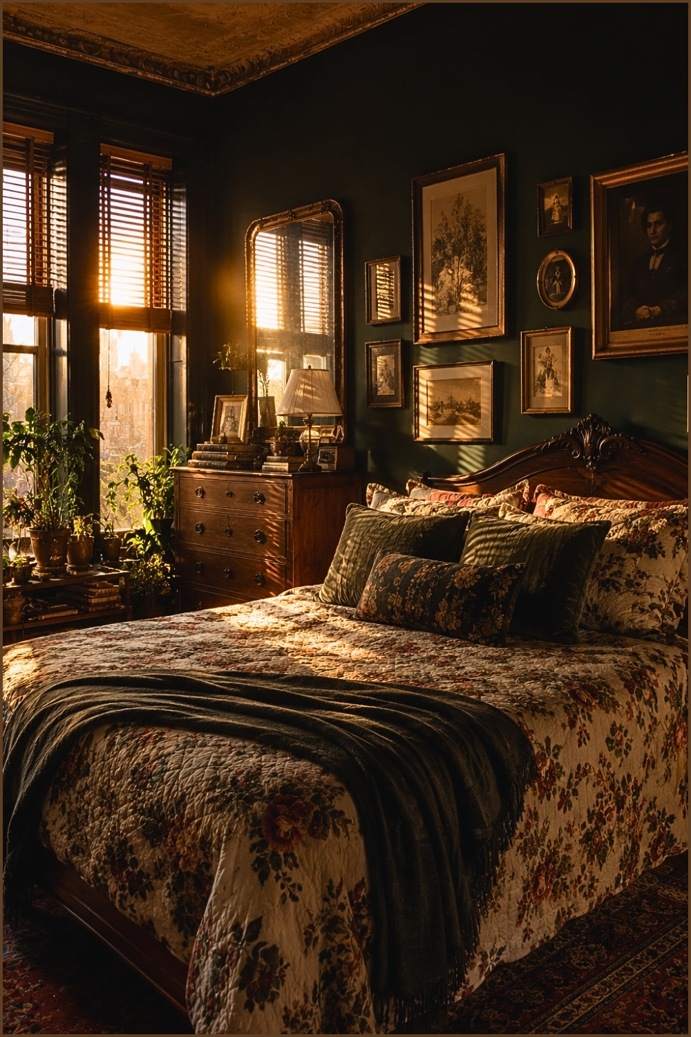 Dark Academia Botanical Bedroom