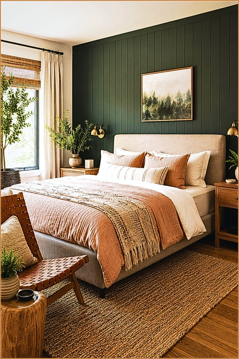 Dark Green Accent Wall Bedroom