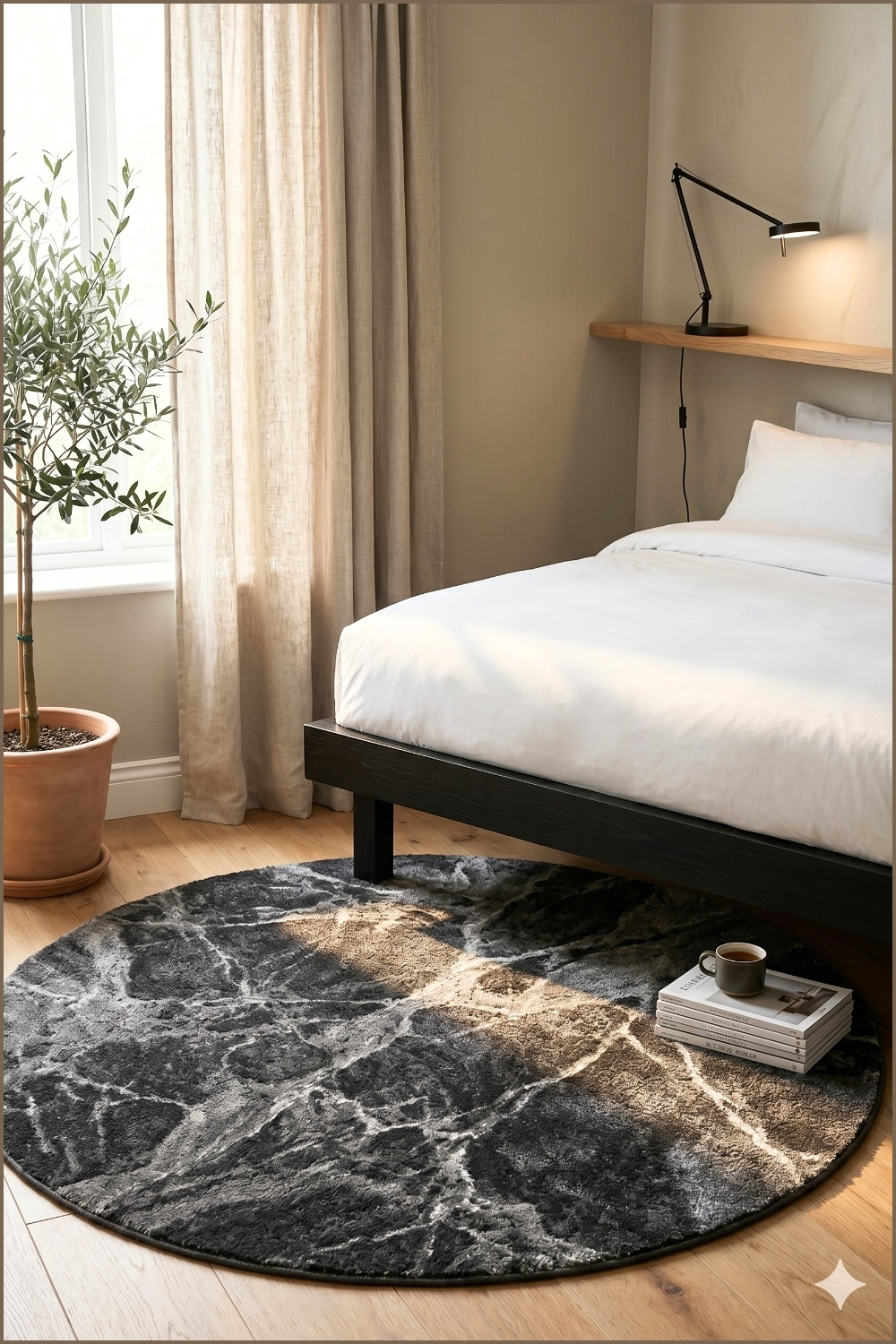 Dark Marble Texture Bedroom Rug