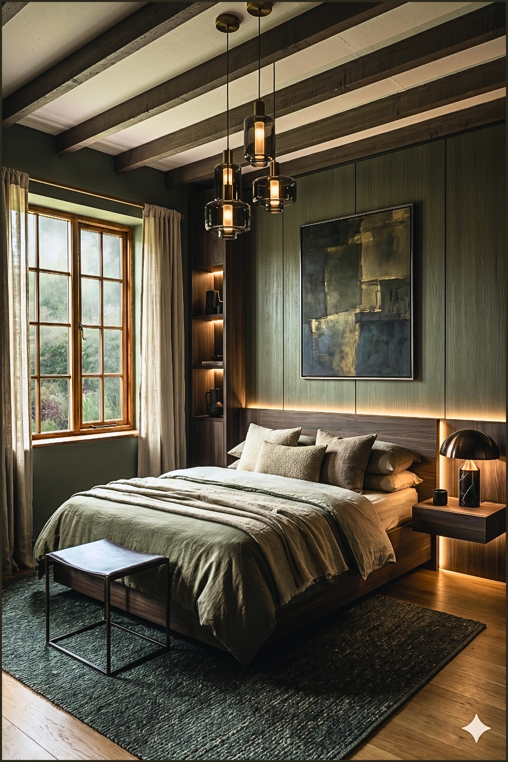 Dark Modern Sage Bedroom