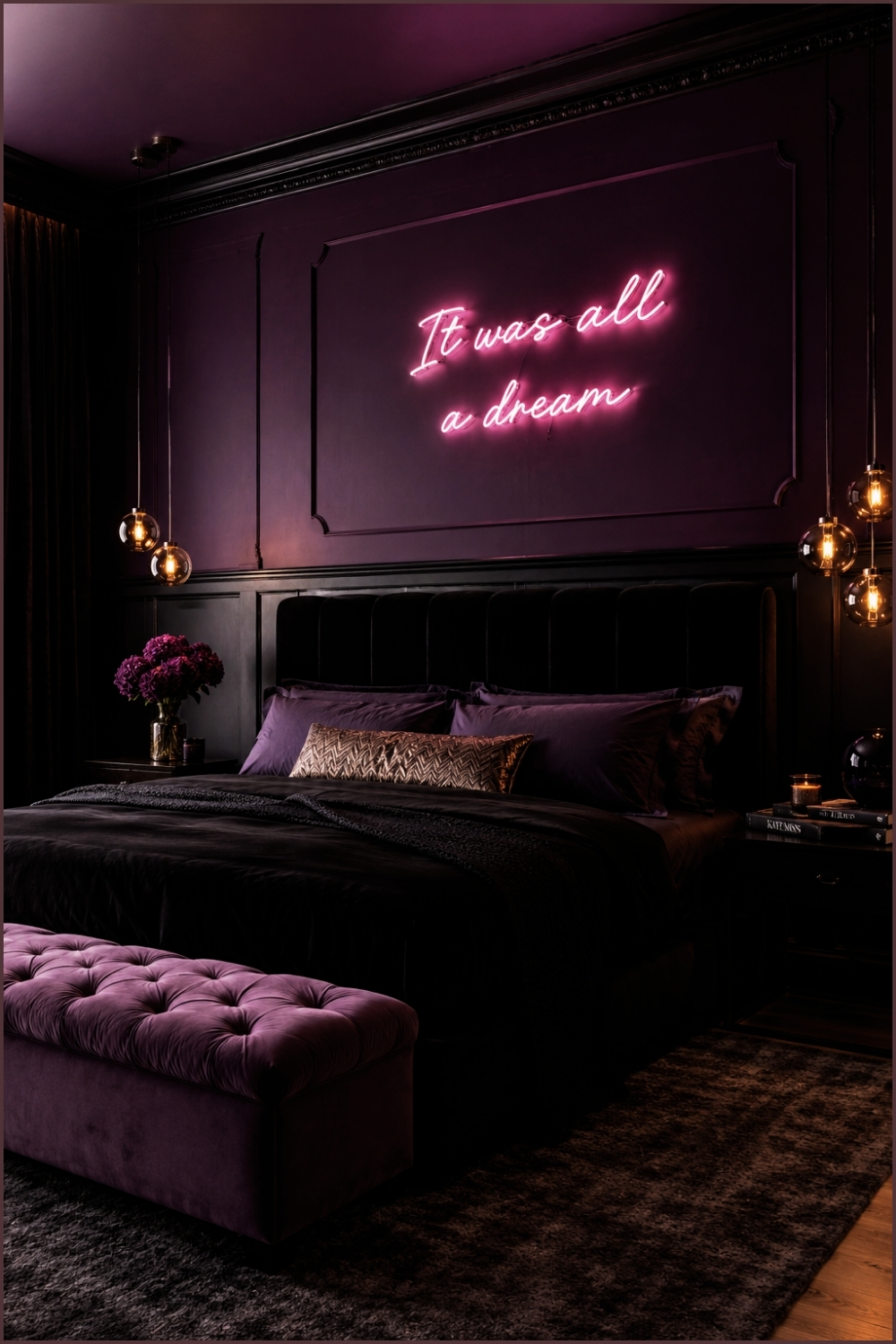 Dark Purple Neon Luxe Bedroom