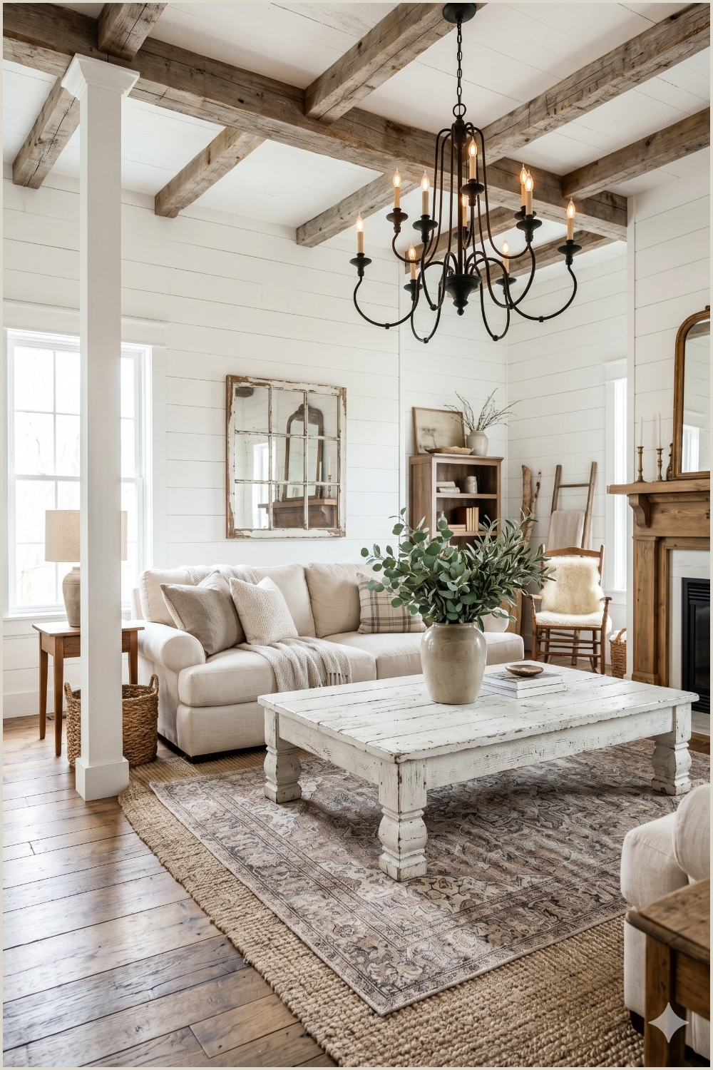 Distressed White Rustic Farmhouse Interior