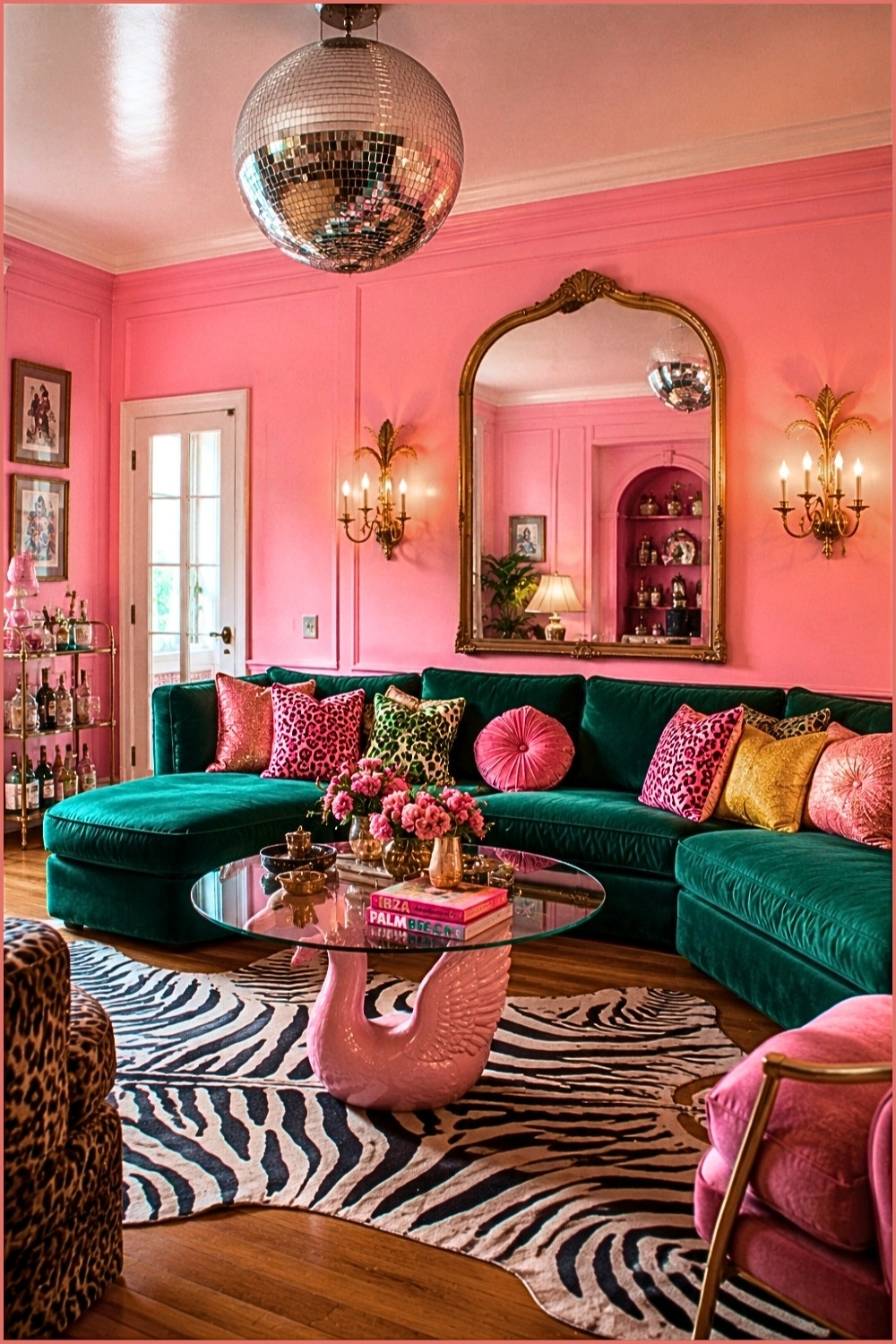 Dramatic Contrast with Emerald and Pink