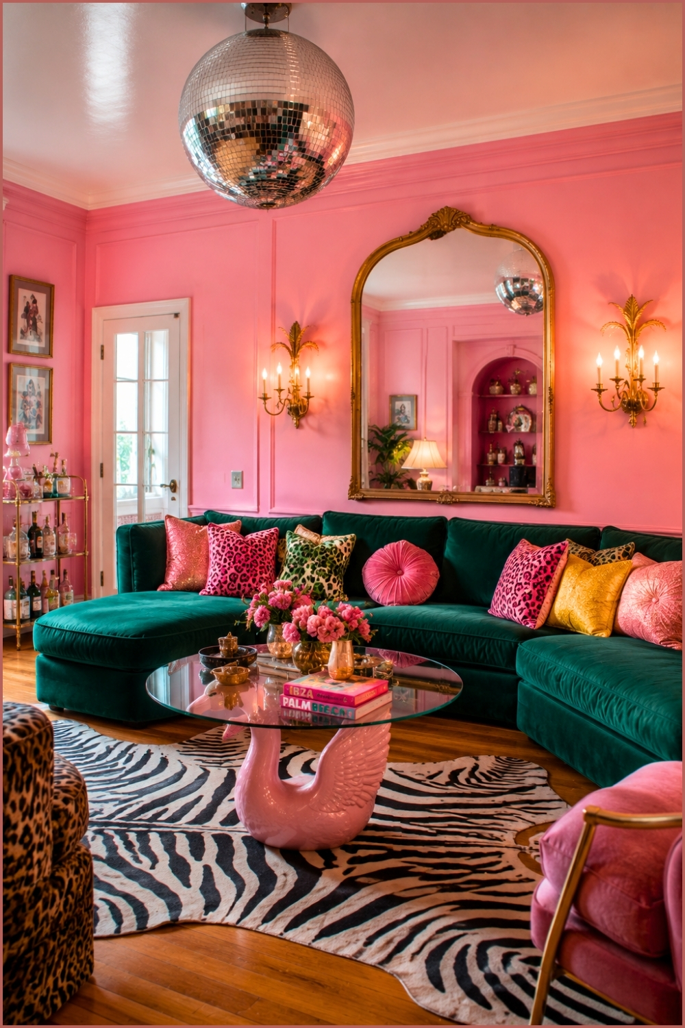 Dramatic Contrast with Emerald and Pink
