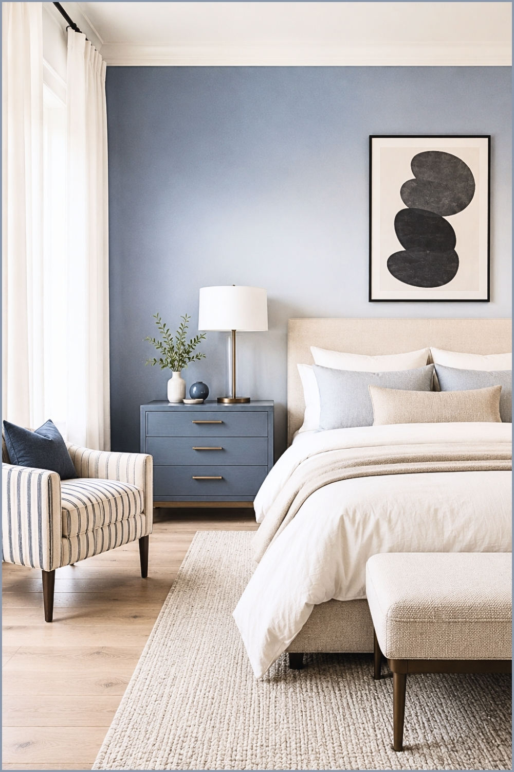 Dusty Blue Minimal Bedroom