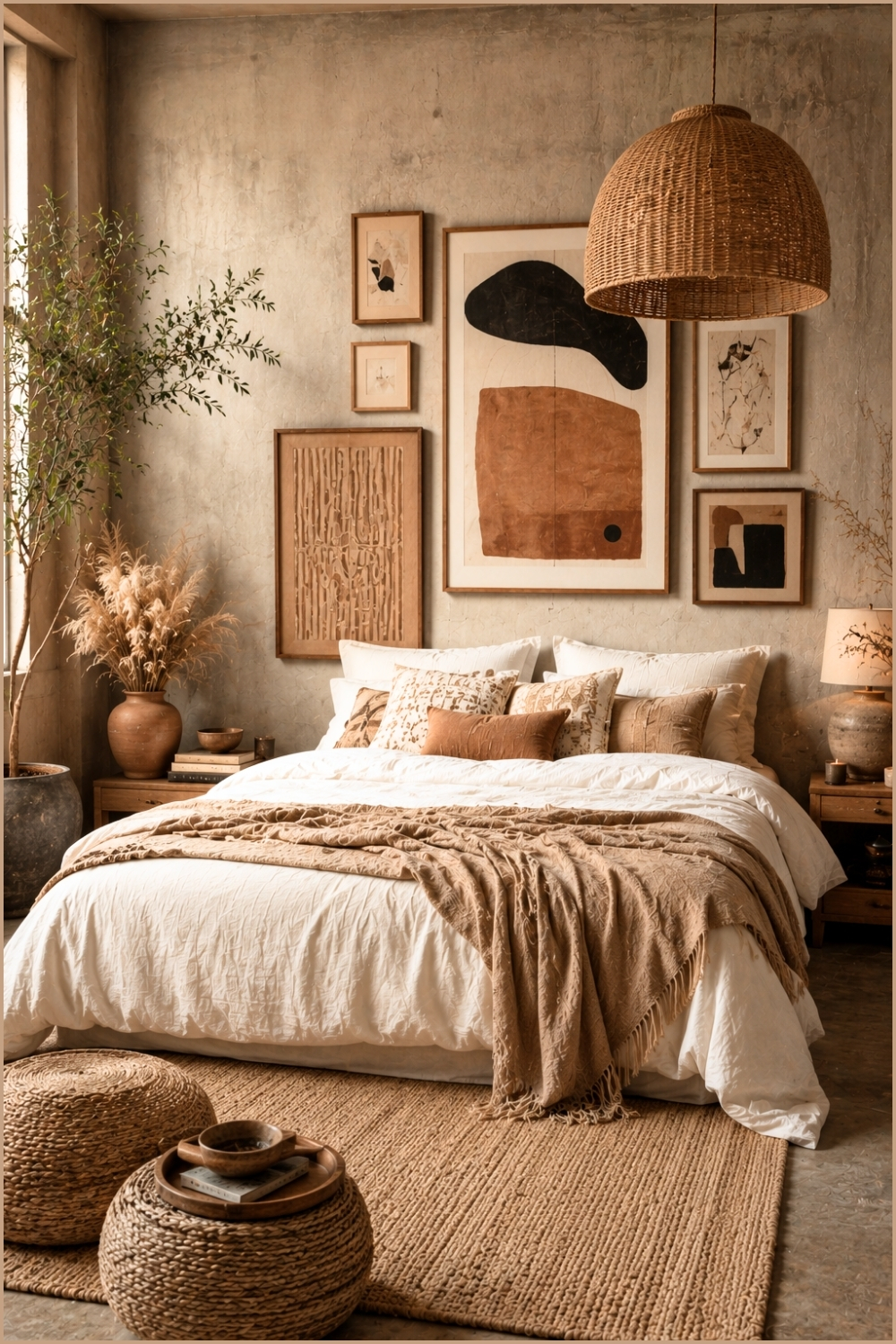 Earth Tone Art Gallery Bedroom