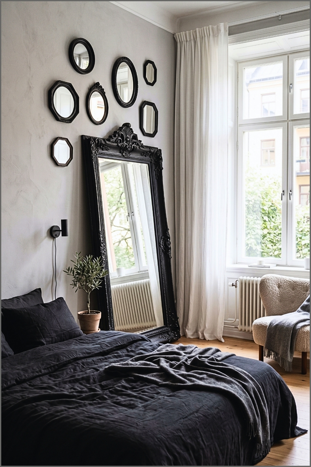 Elegant Black Framed Mirror Corner