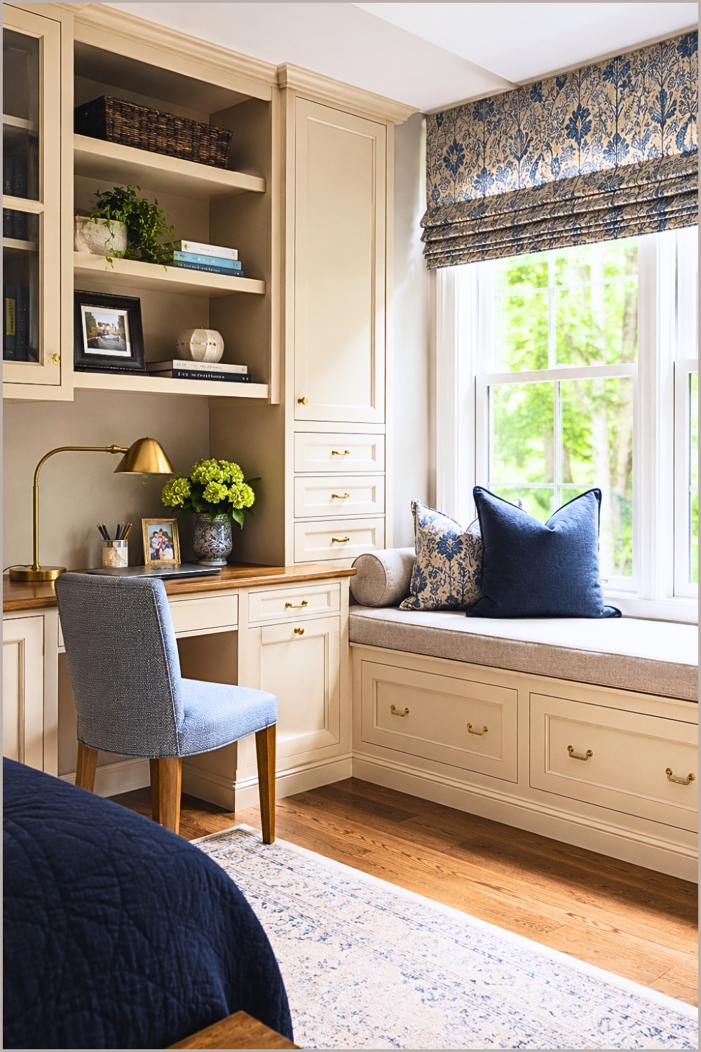 Elegant Built-In Window Seat Study Corner
