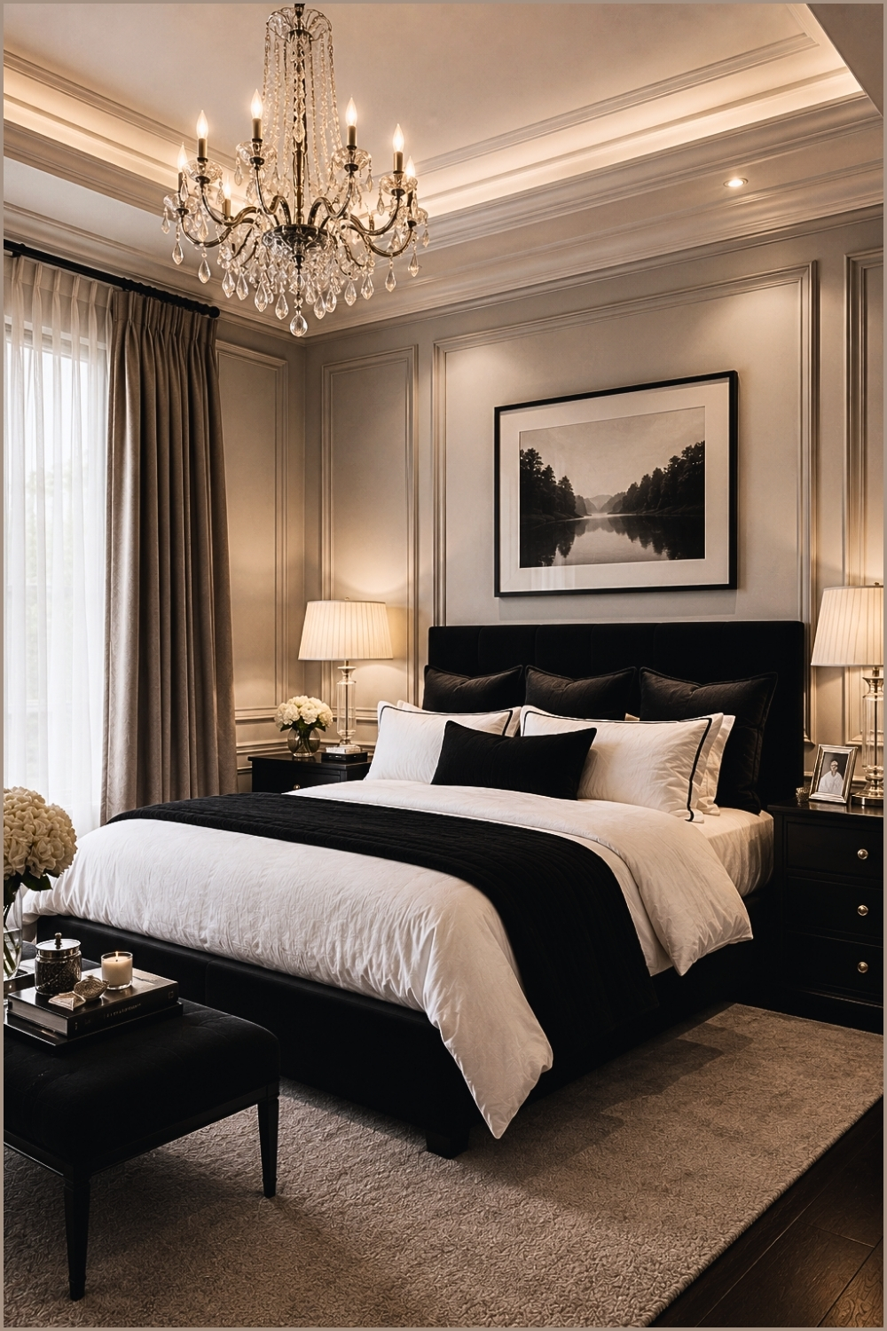 Elegant Chandelier Bedroom Design