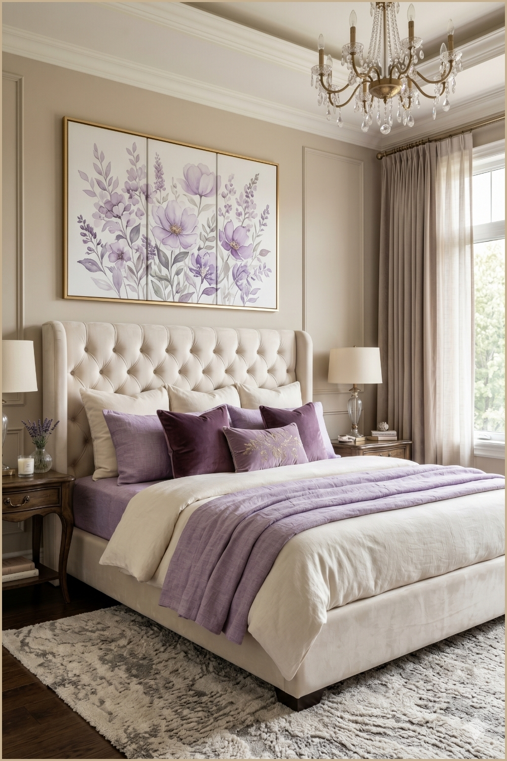 Elegant Lavender Accent Luxury BedroomElegant Lavender Accent Luxury Bedroom