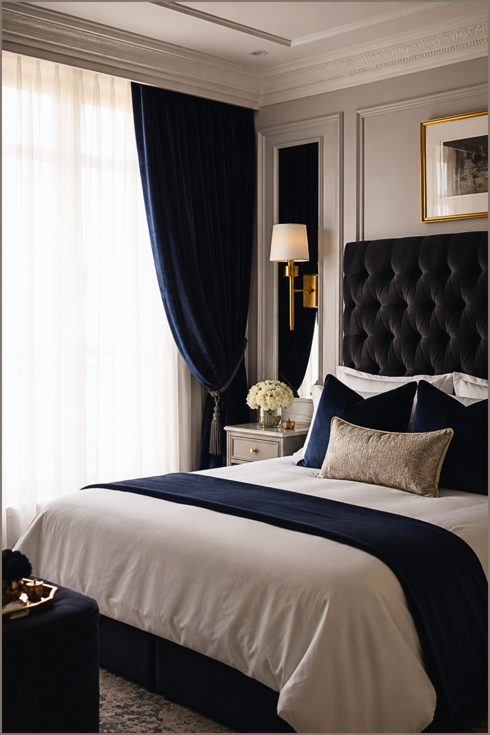 Elegant Layered Curtain Bedroom