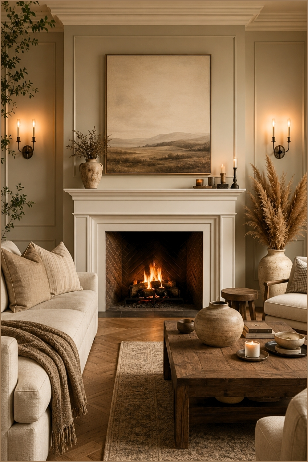 Elegant Neutral Fireplace Lounge