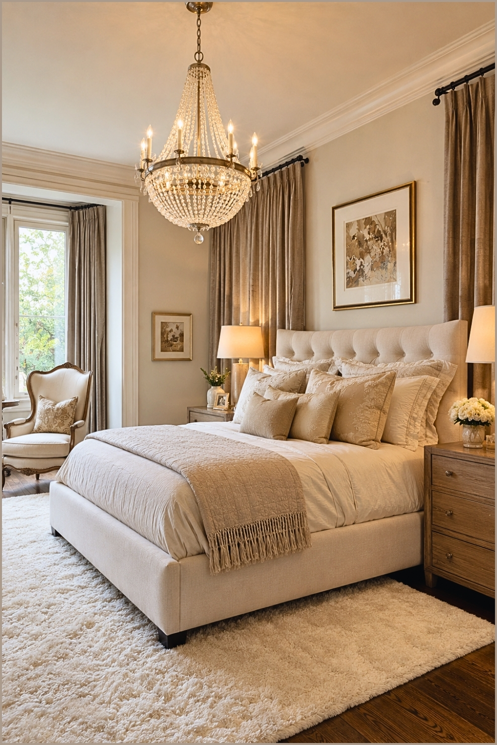 Elegant Neutral Transitional Bedroom
