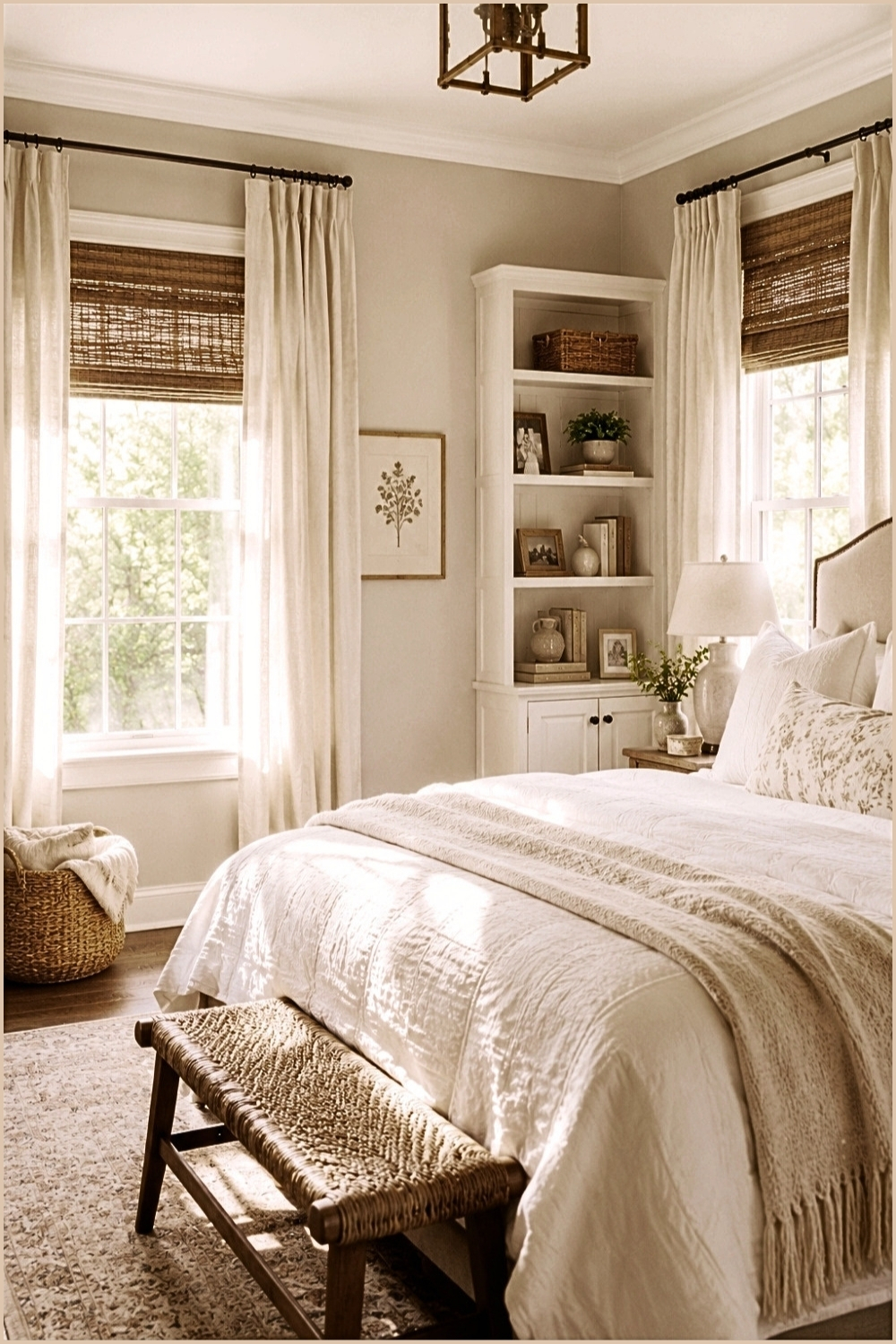 Elegant Neutral Window Styling Bedroom