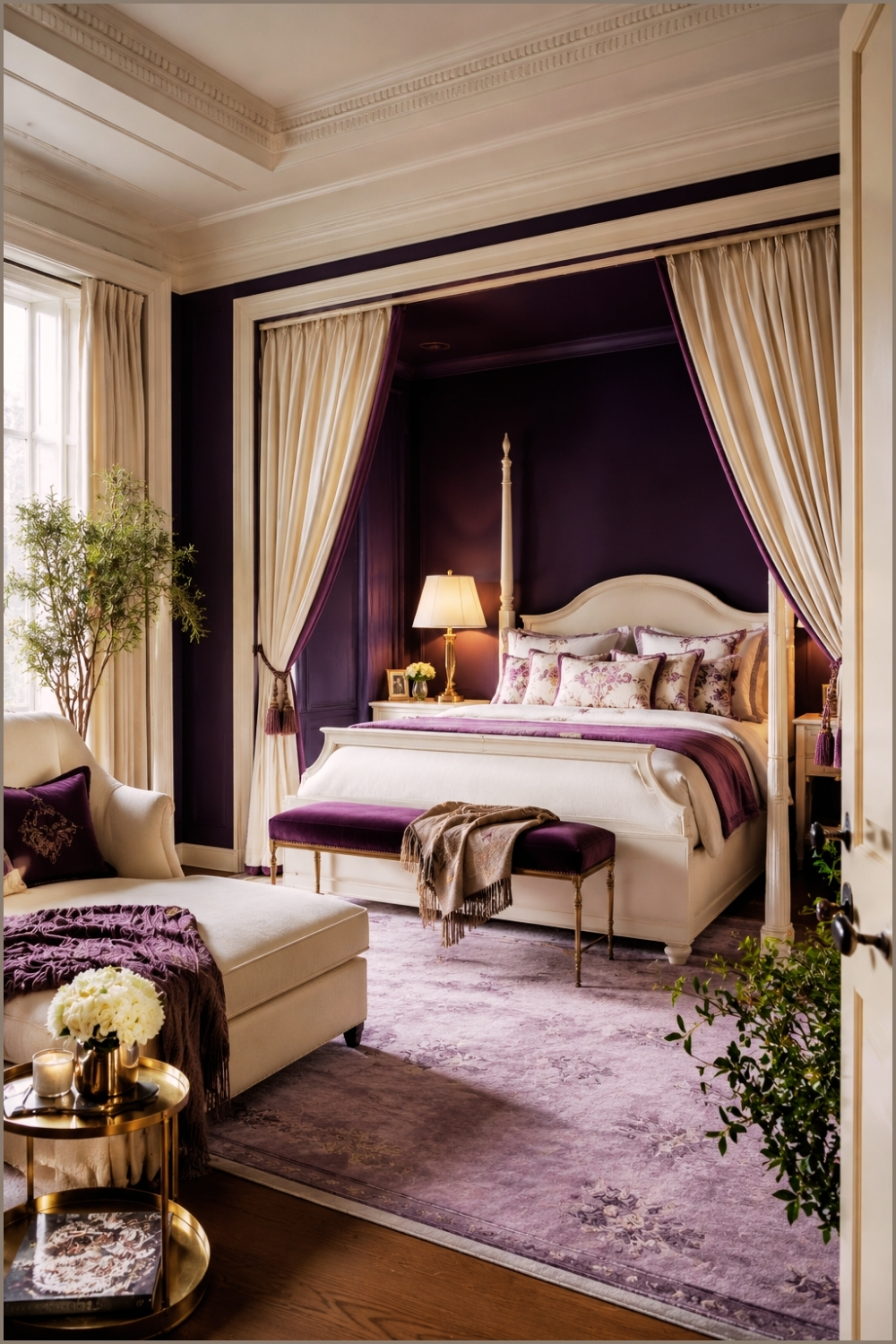 Elegant Purple Alcove Bedroom
