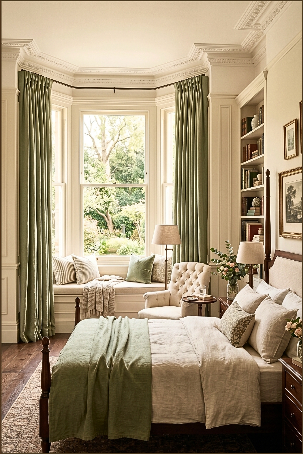 Elegant Sage Green Curtain Bedroom