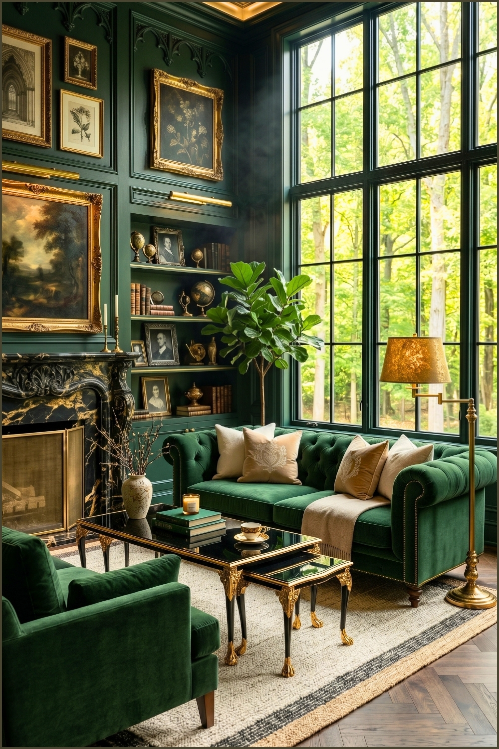 Emerald Gothic Glam Living Room