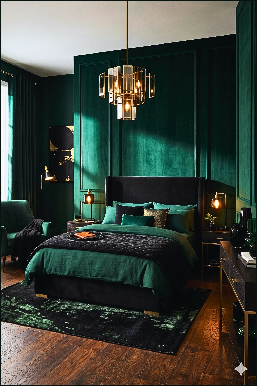 Emerald Green and Noir Bedroom