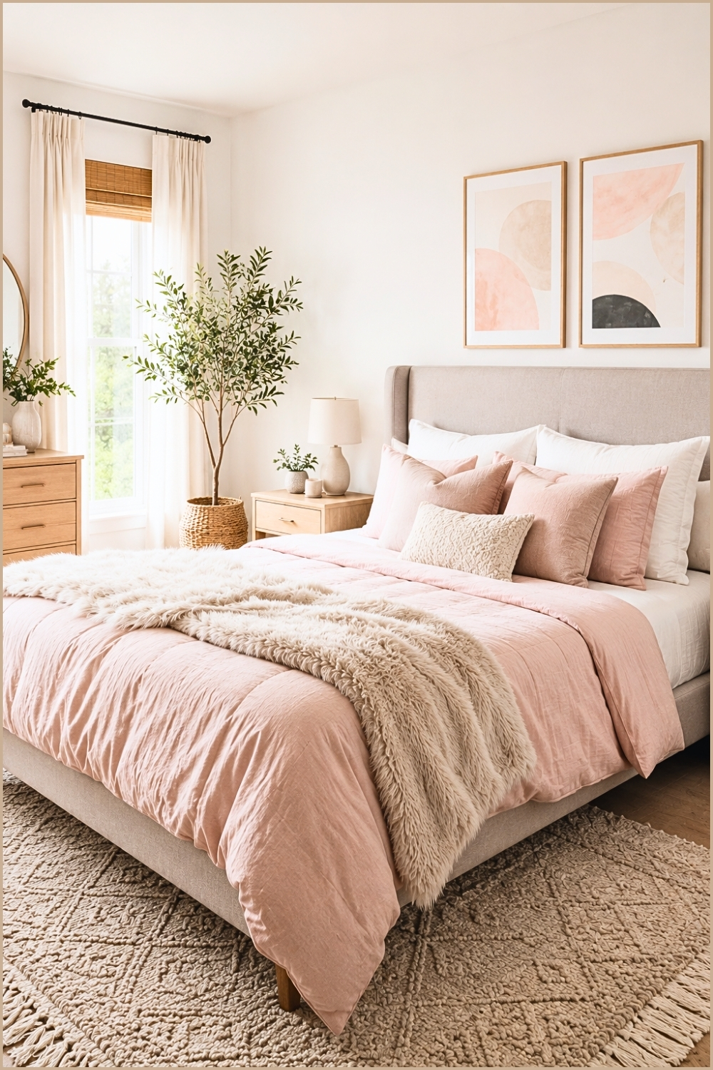 Feminine Blush Scandinavian Bedroom