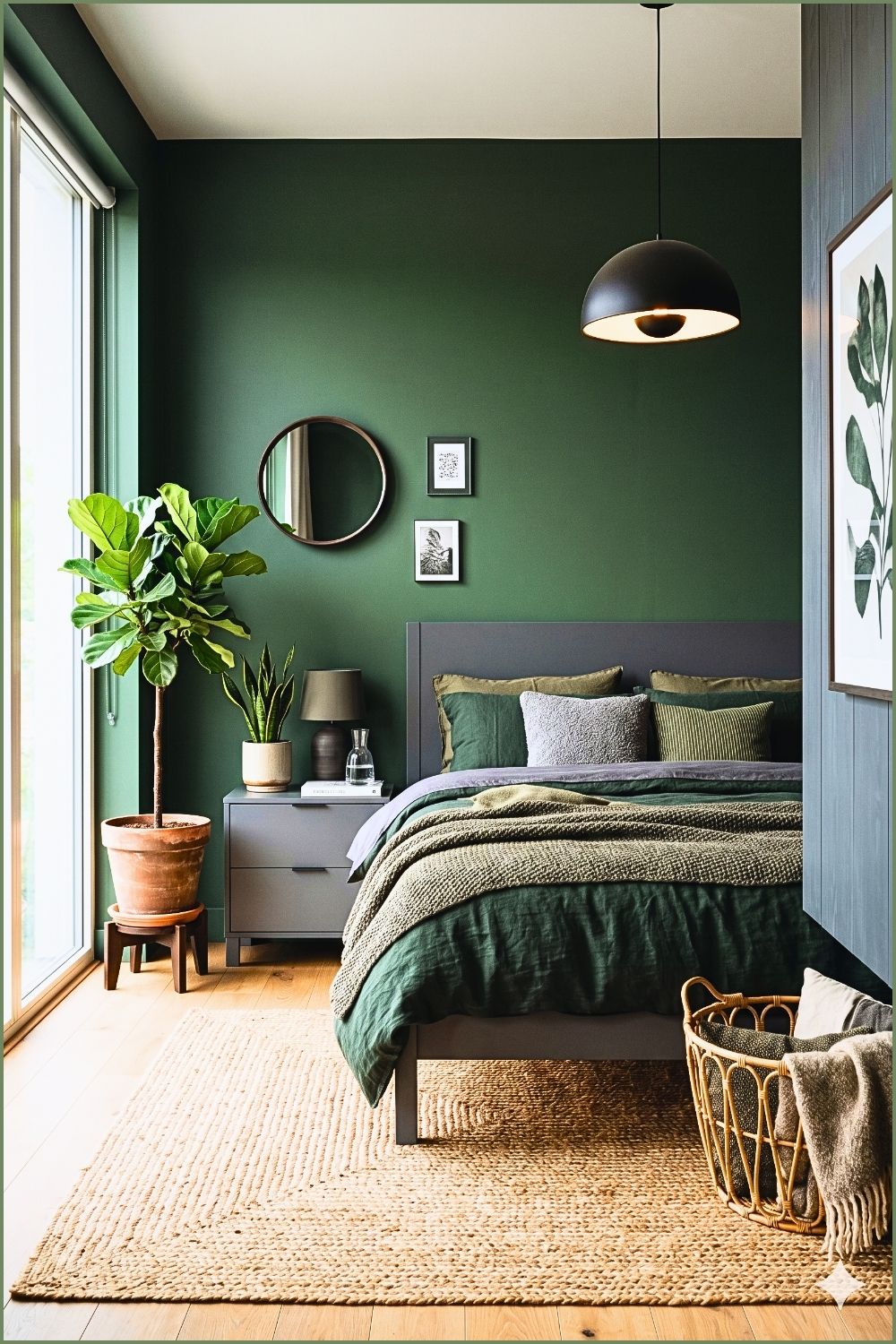 Fern Green and Graphite Bedroom