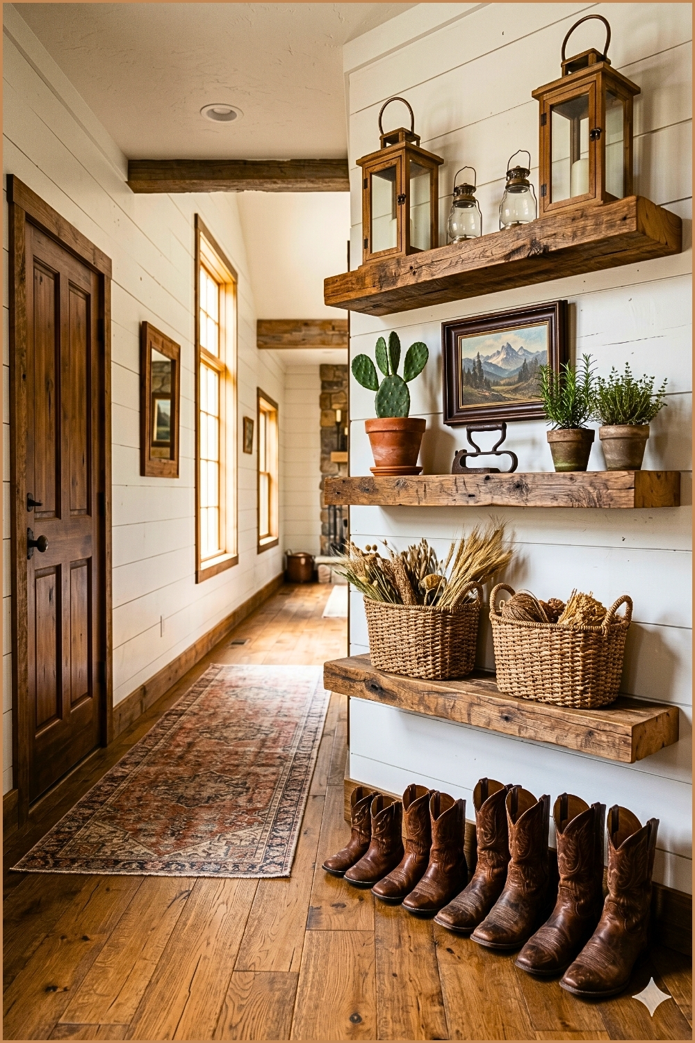 Floating Wood Entryway Shelves