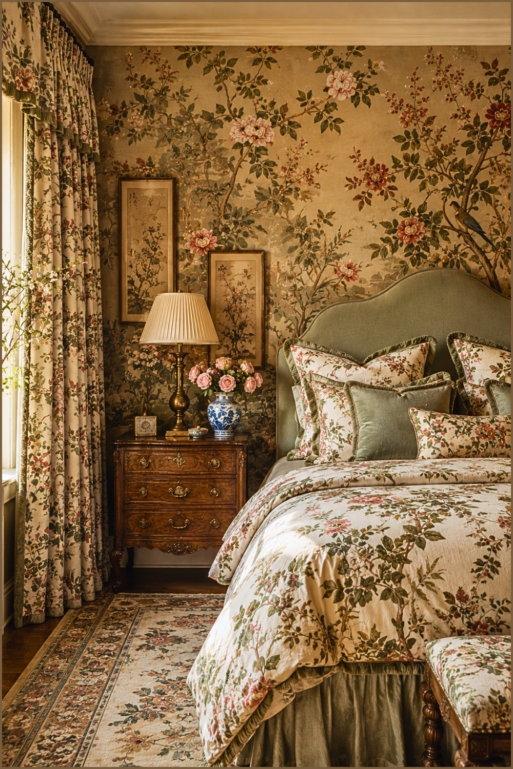 Floral Chinoiserie Maximalist Bedroom