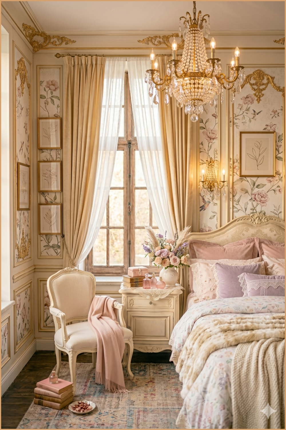 Floral Wallpaper French Bedroom