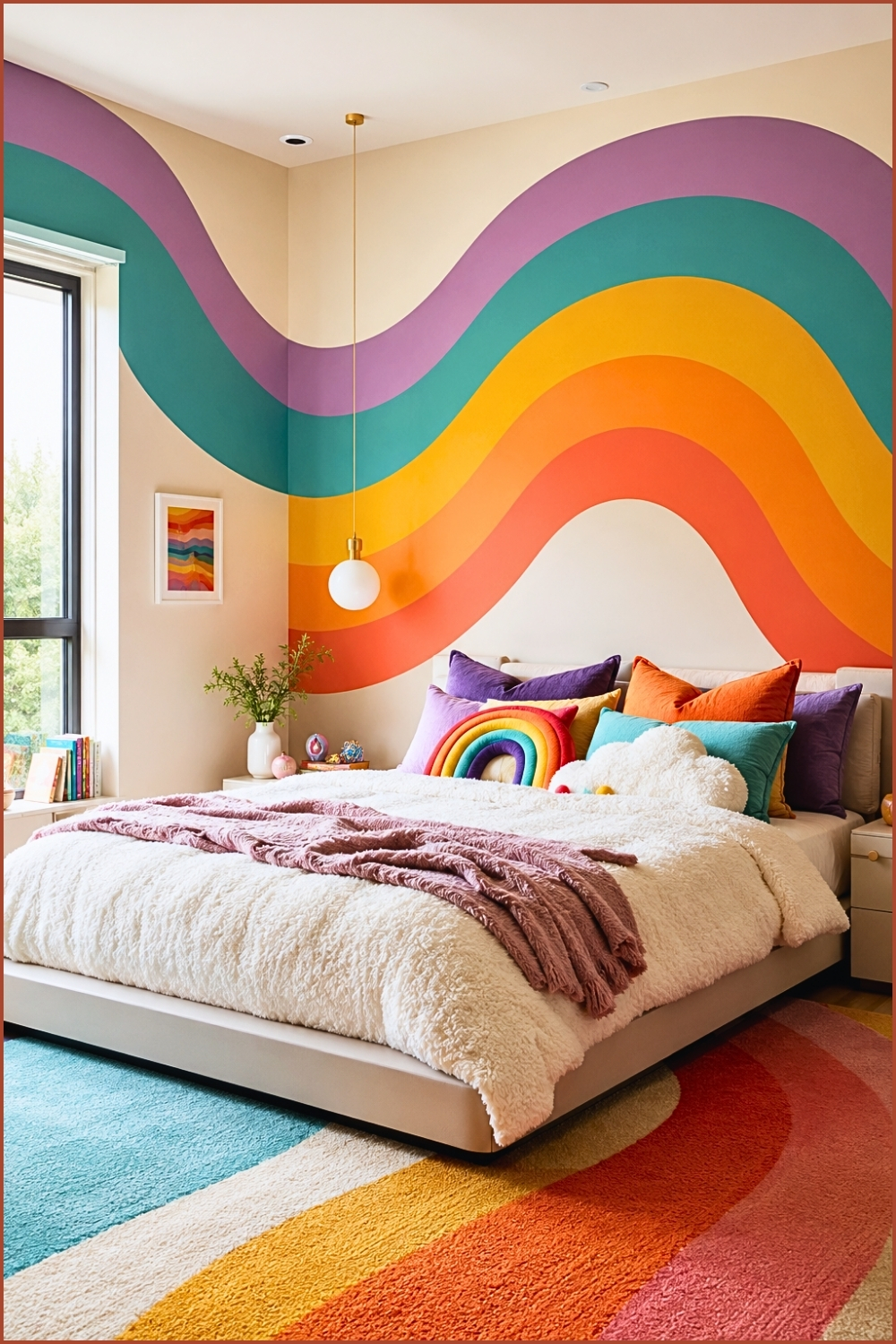 Flowing Spectrum Waves Bedroom