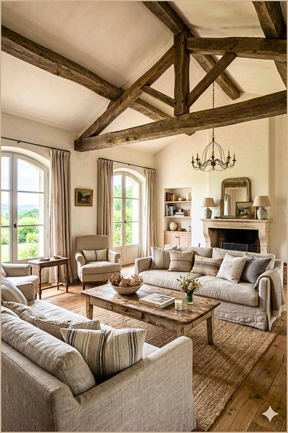 French Country Inspired Neutral Living Room