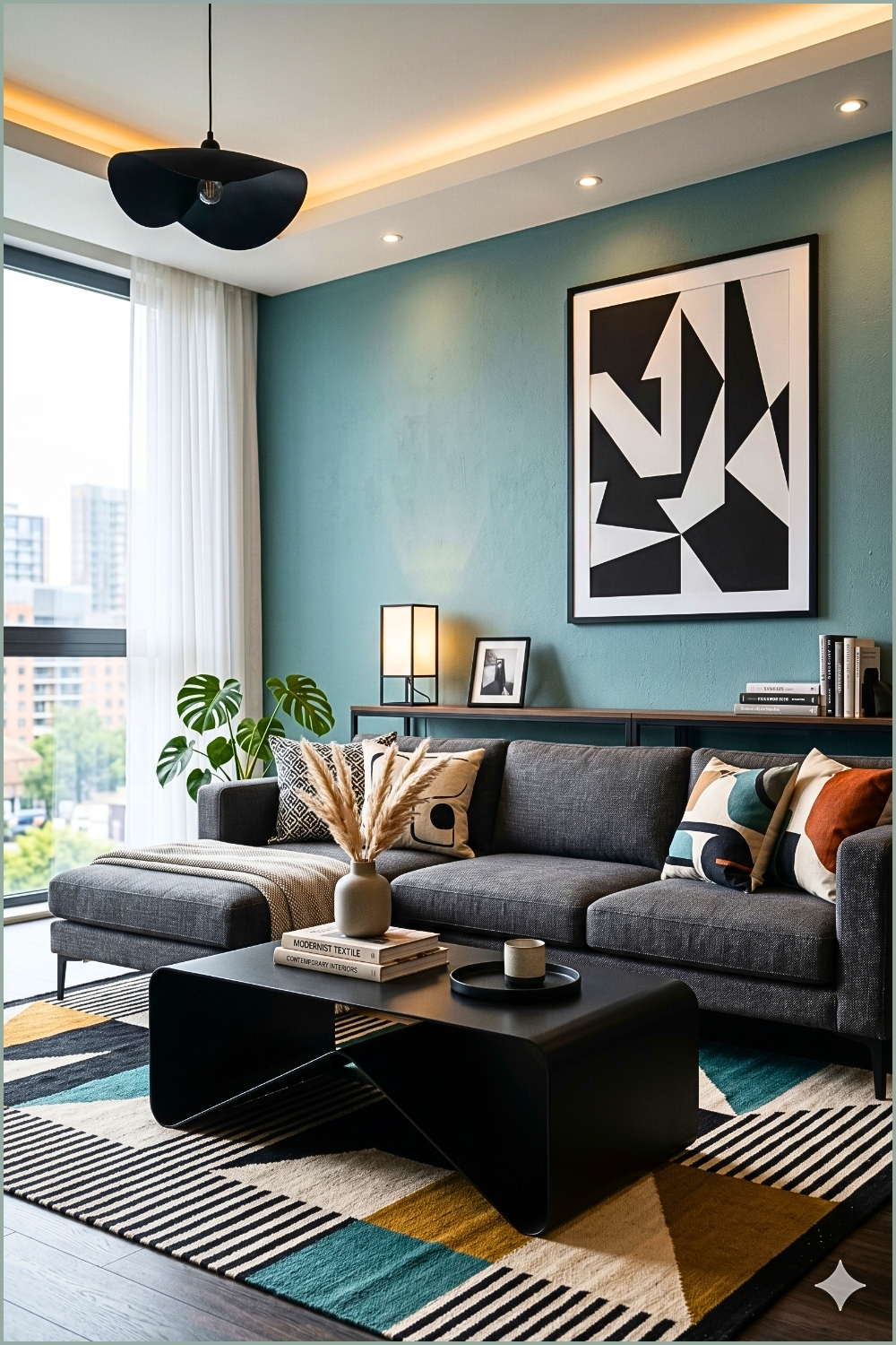 Geometric Art Deco Living Room