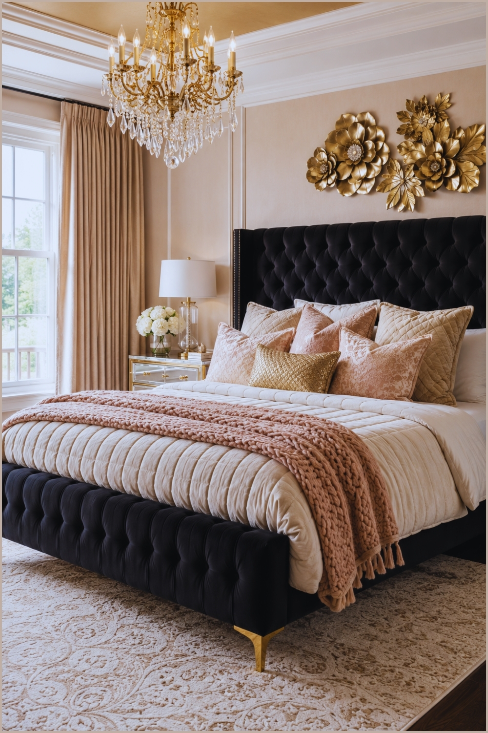 Glam Black And Gold Bedroom