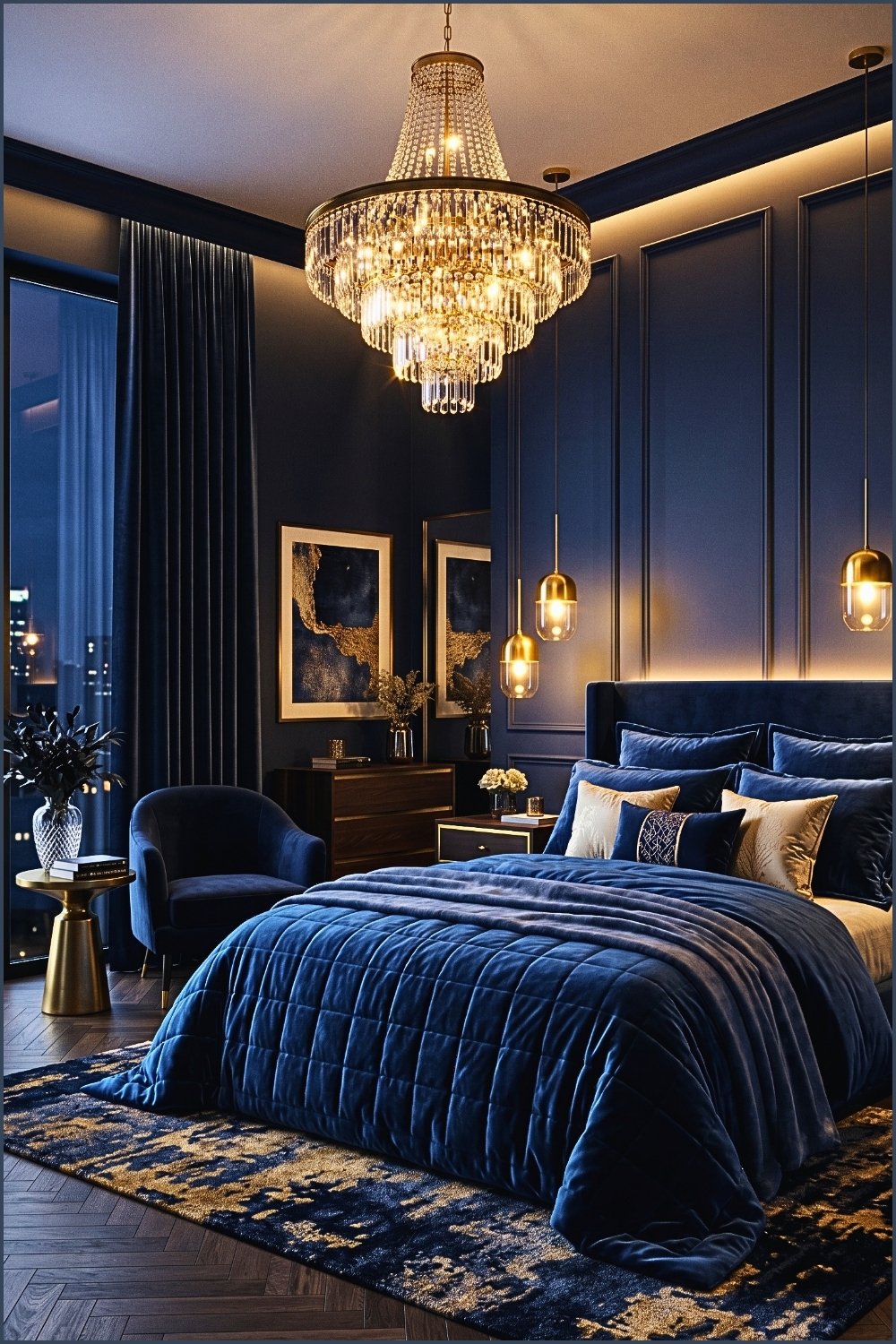 Glamorous Gold Chandelier Bedroom