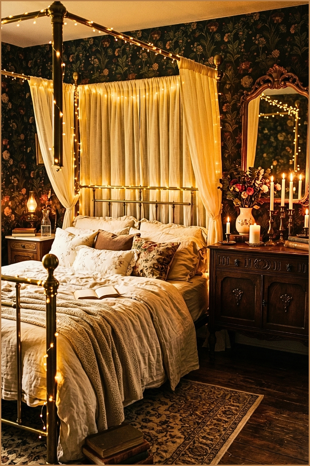 Golden Candlelit Vintage Bedroom