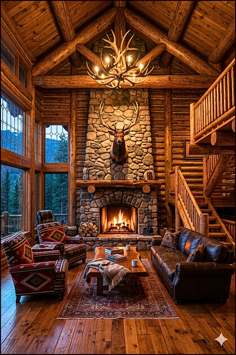 Grand Log Cabin Great Room