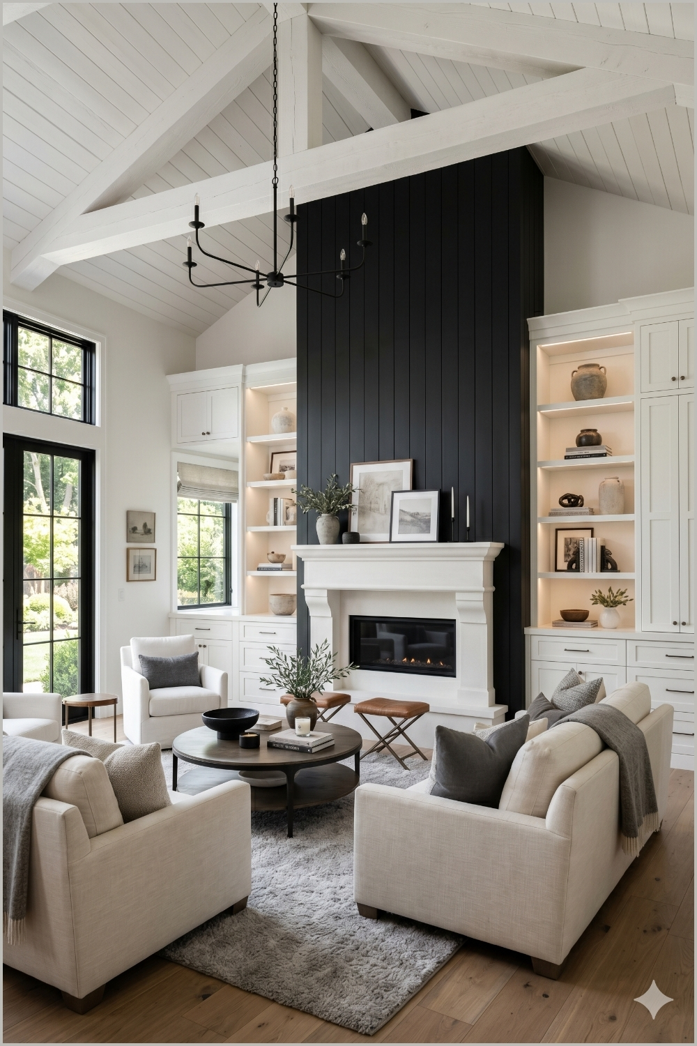Grand Modern Farmhouse Fireplace Hall