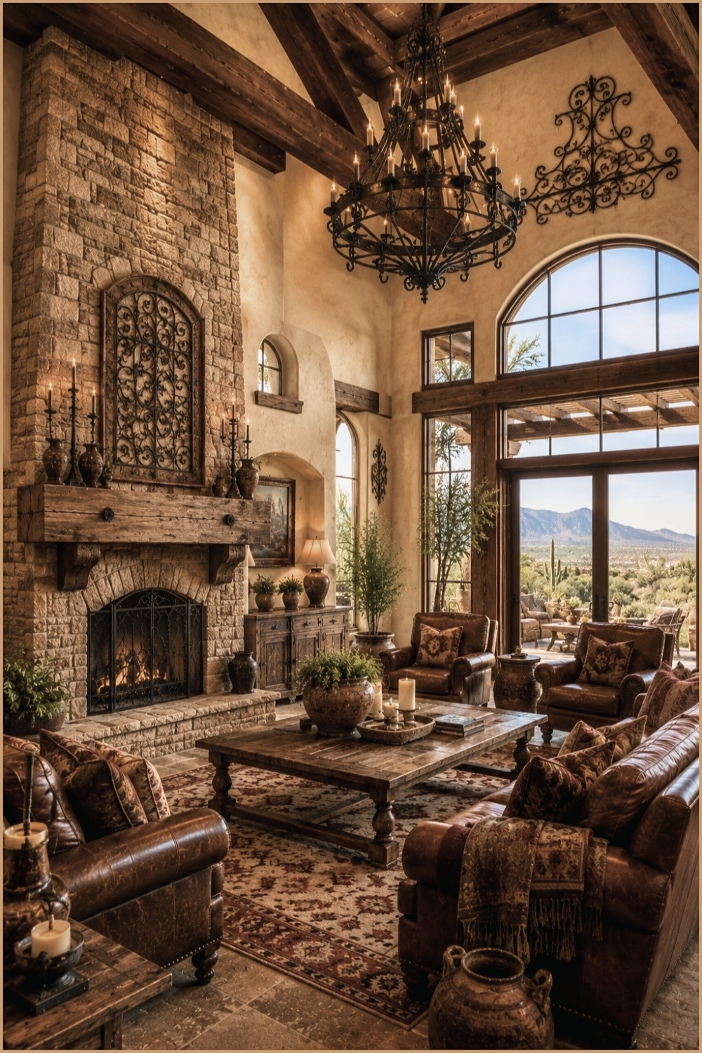 Grand Southwestern Ranch Living Room