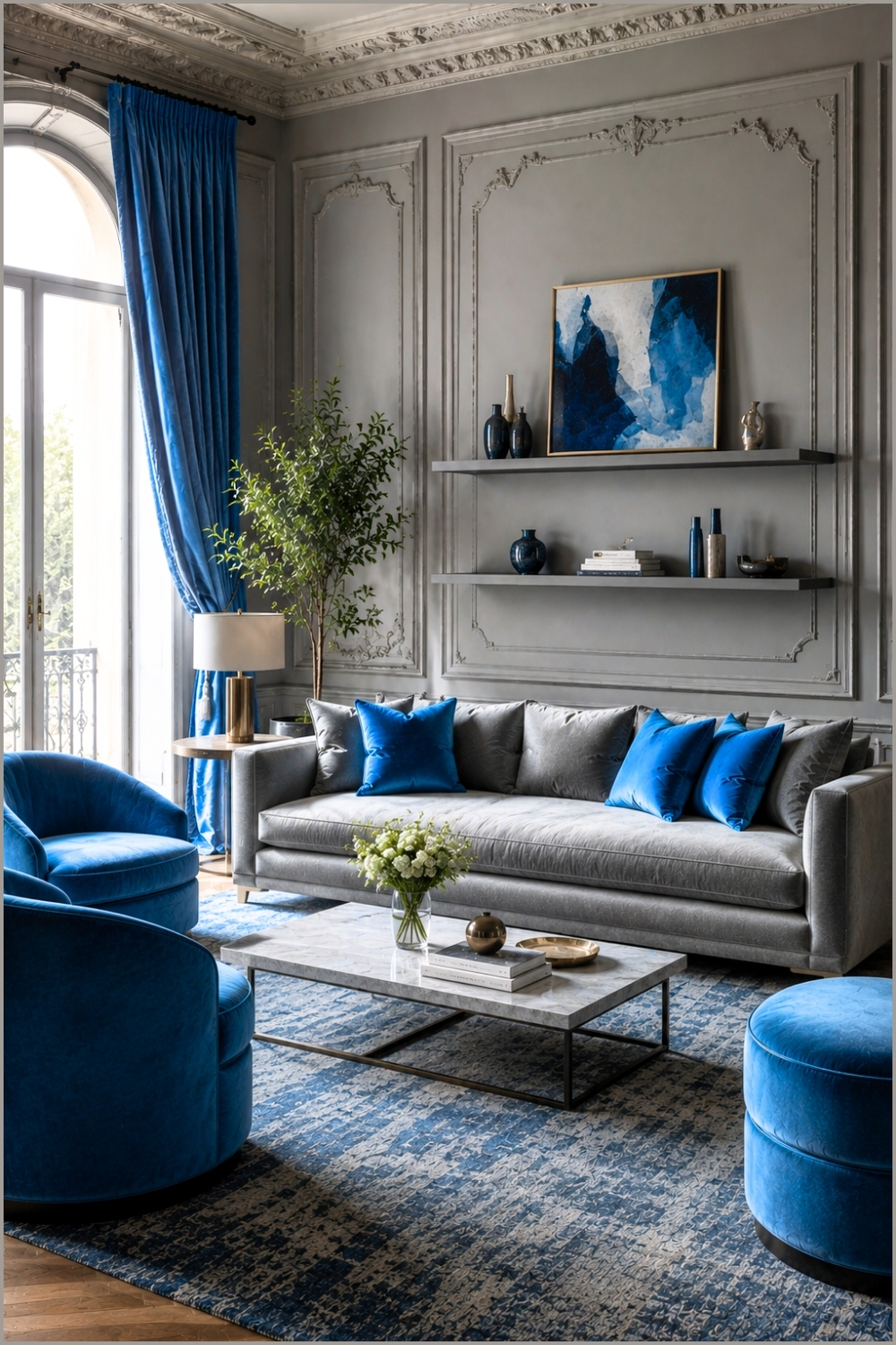 Gray and Blue Reading Nook