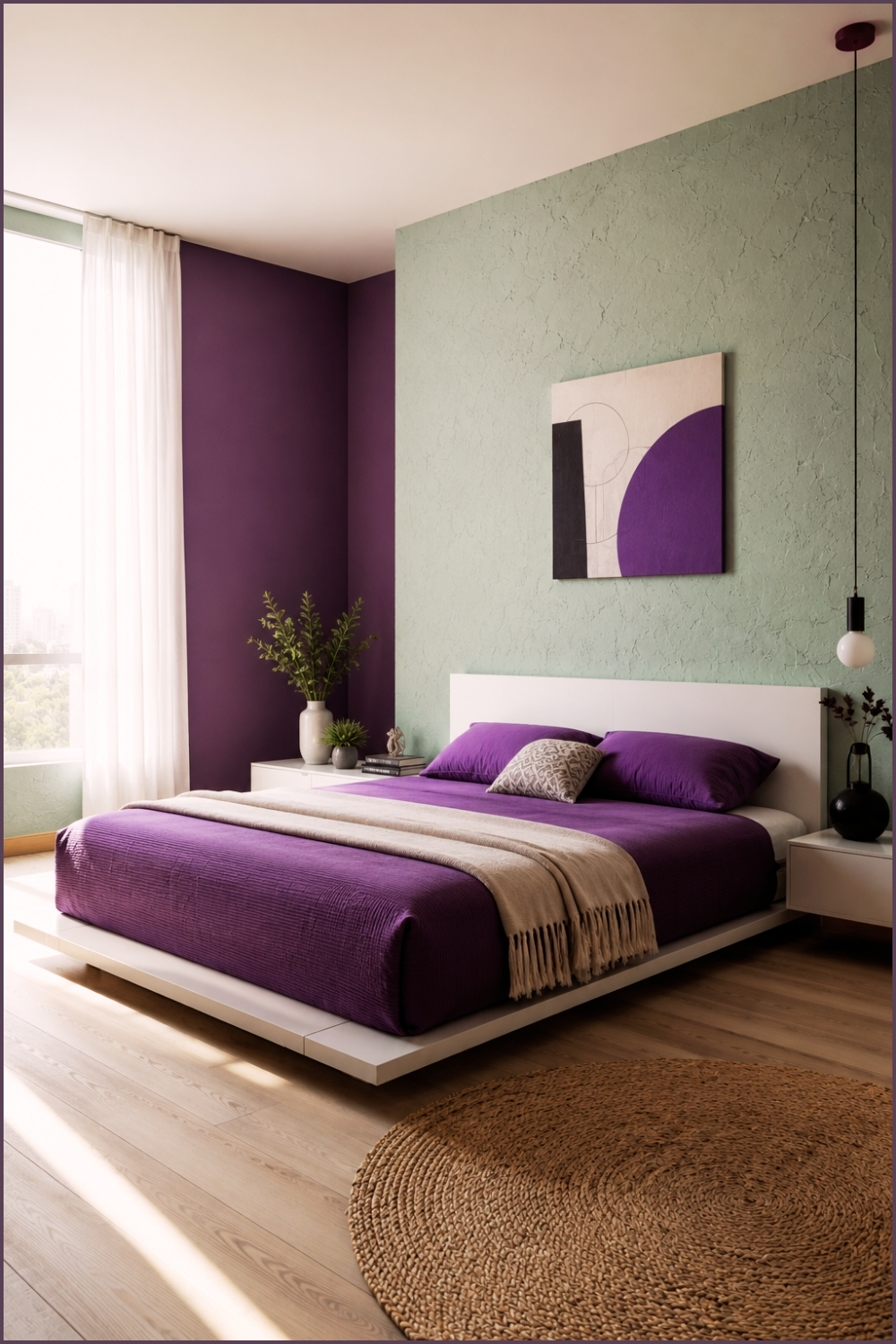 Green & Purple Minimal Bedroom