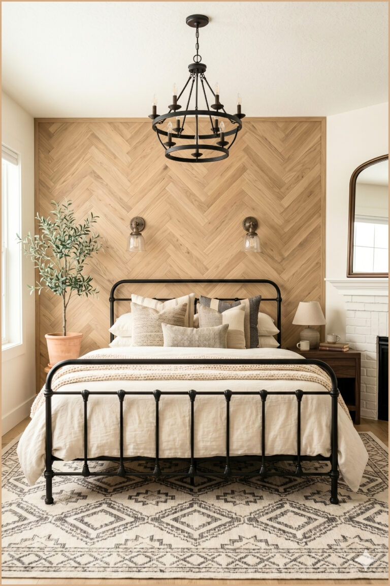 Herringbone Wood Accent Bedroom (1)