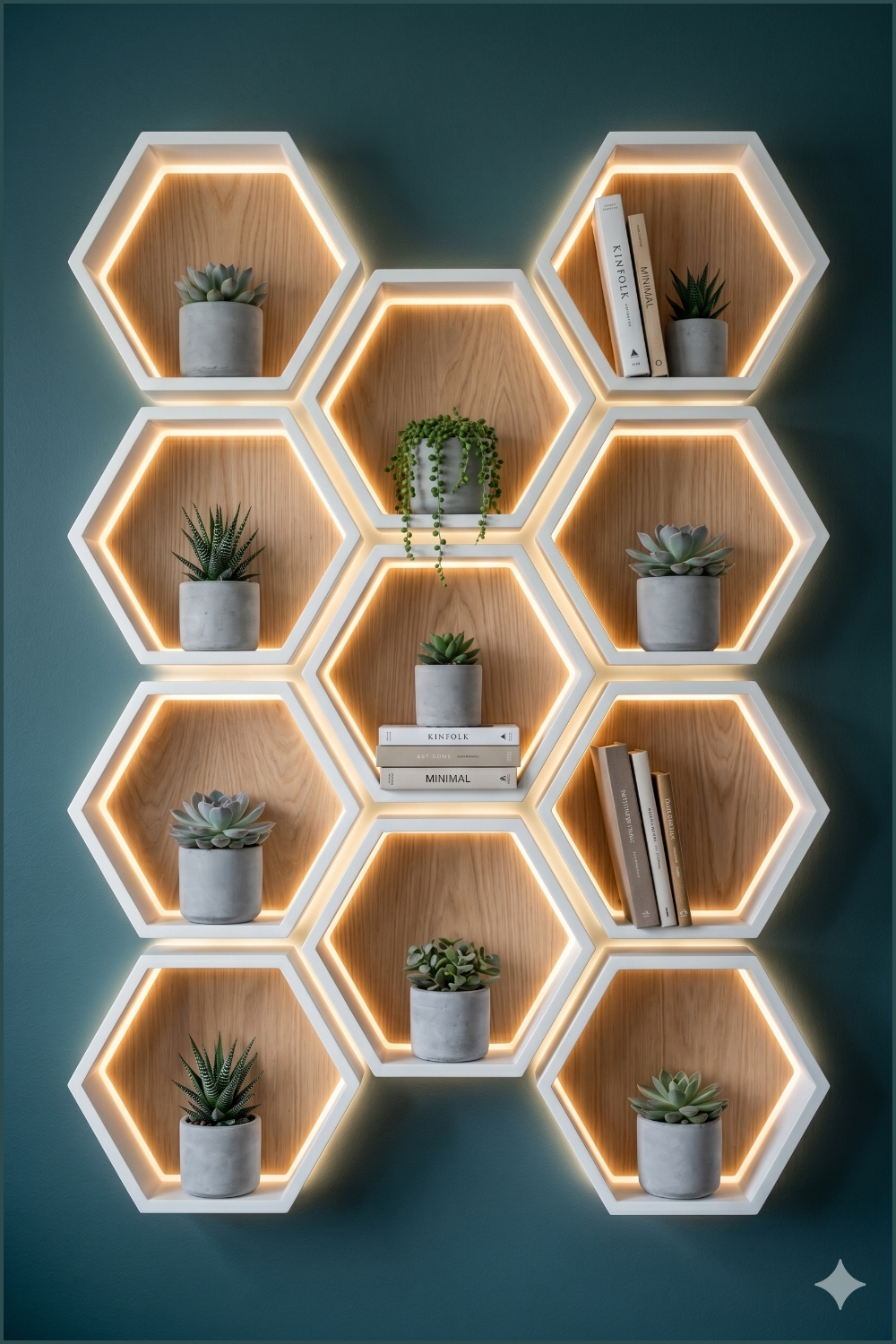 Illuminated Honeycomb Shelves