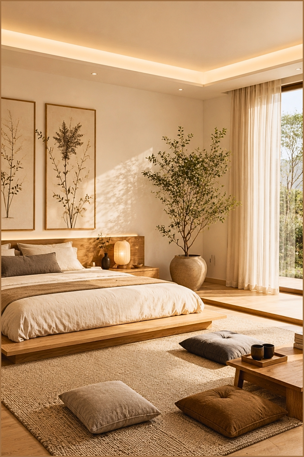 Japandi Floor Cushion Bedroom Design