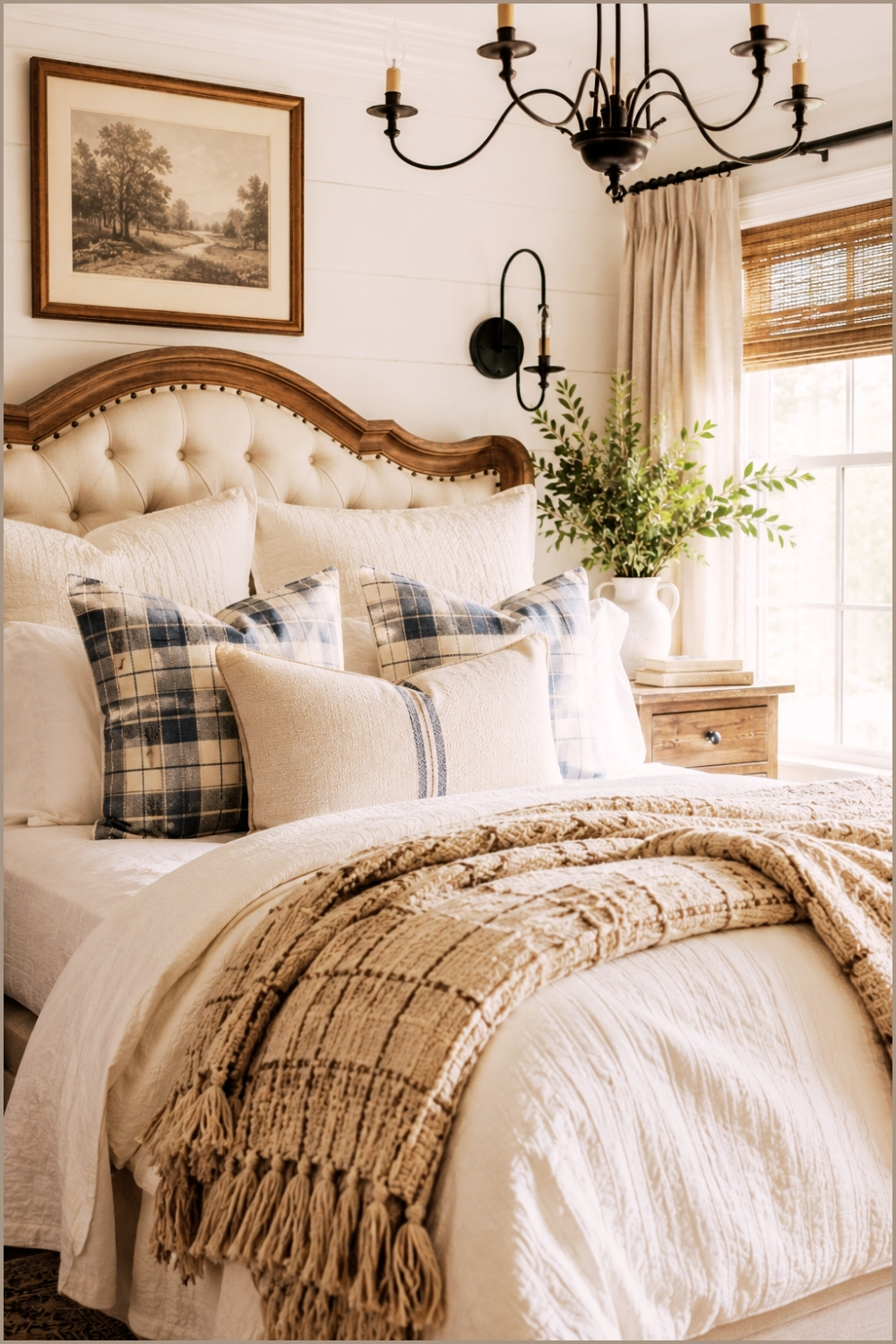 Layered Neutral Farmhouse Bedding