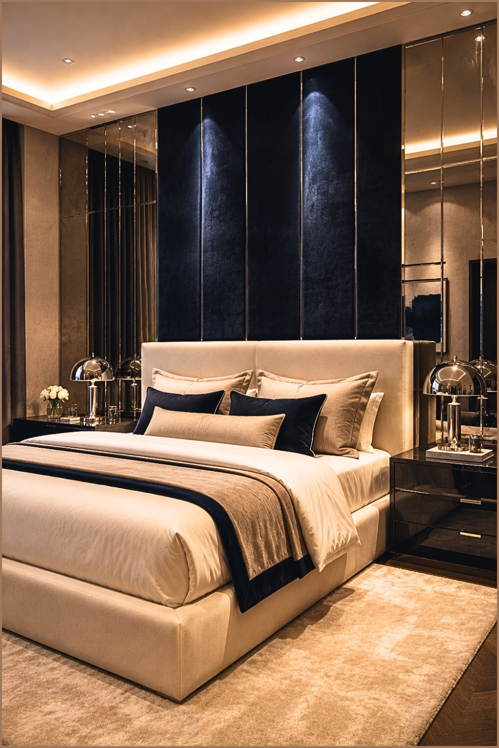 Luxurious Velvet Wall Panel Bedroom
