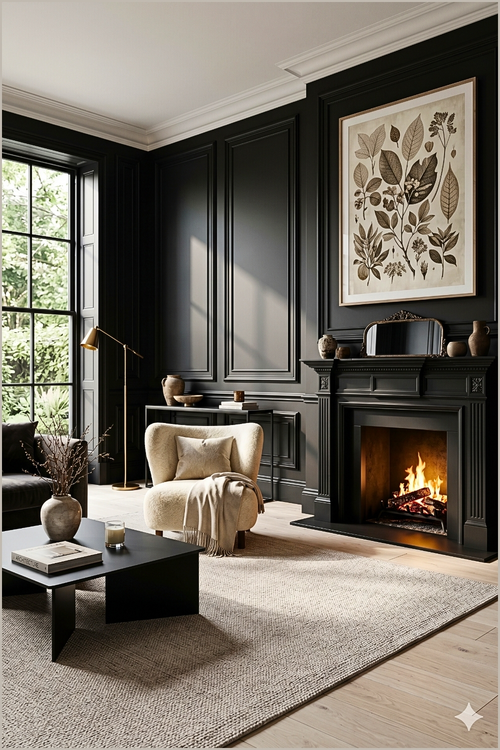 Luxury Black Paneled Living Room