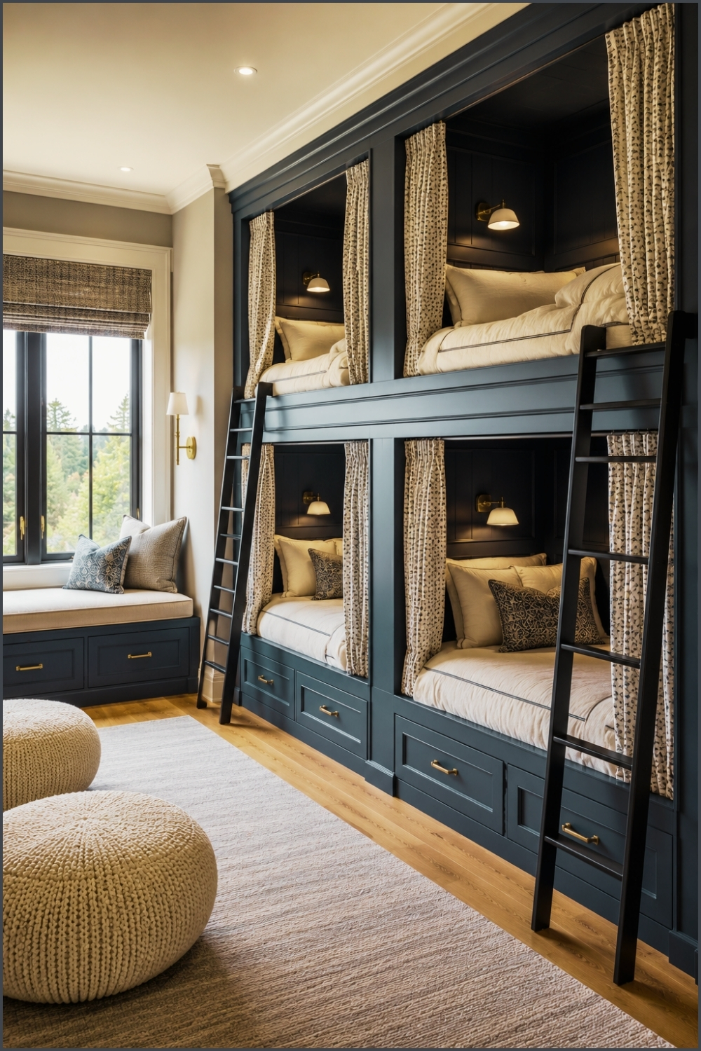 Luxury Built-In Navy Bunk Room